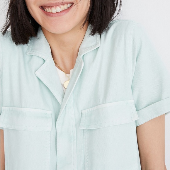 Madewell denim coveralls romper. Worn once. Size XXSP. so cute! - Picture 4 of 8